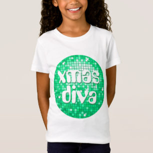 T-Shirt Disco Carreaux Jade 'xmas diva filles habillées bl