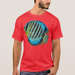 T-shirt Discus Bleu Poisson Symphysodon Cichlid Cute Fresh