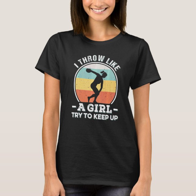 T-shirt Discus Throw Track Field Athlète féminine Discus T (Devant)