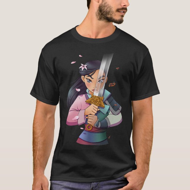 T-shirt Disney Mulan Anime Half Girl Half Warrif Premium  (Devant)