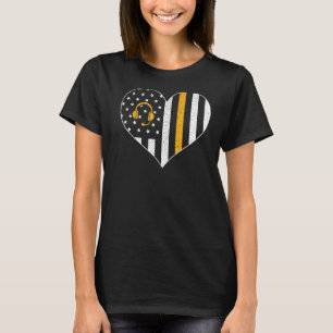T-shirt Dispatcher 911 Usa Flag Heart Emergency Dispatchin