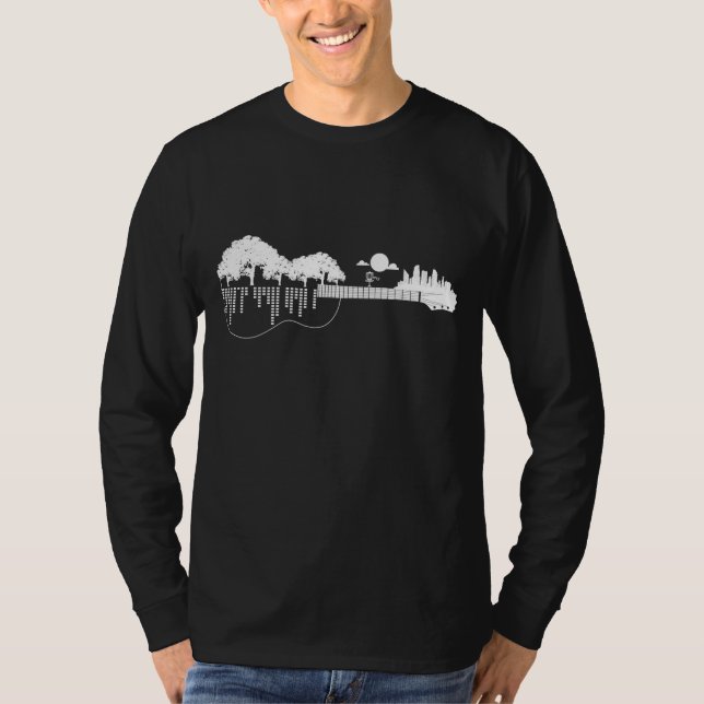 T-shirt Disque de Golf Flying Disque Golf Sunset Guitare (Devant)