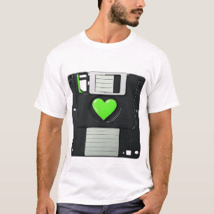 T-shirt Disque dur rétro vert graphique cœur - Nostalgie 9