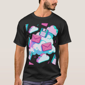 T-shirt Disque dur Vaporwave 90s & Nuage de pixels Y2K