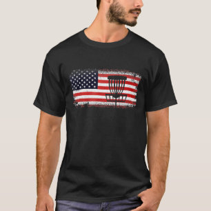 T-shirt Disque Golf American Drapeau Rouge Blanc Et Bleu