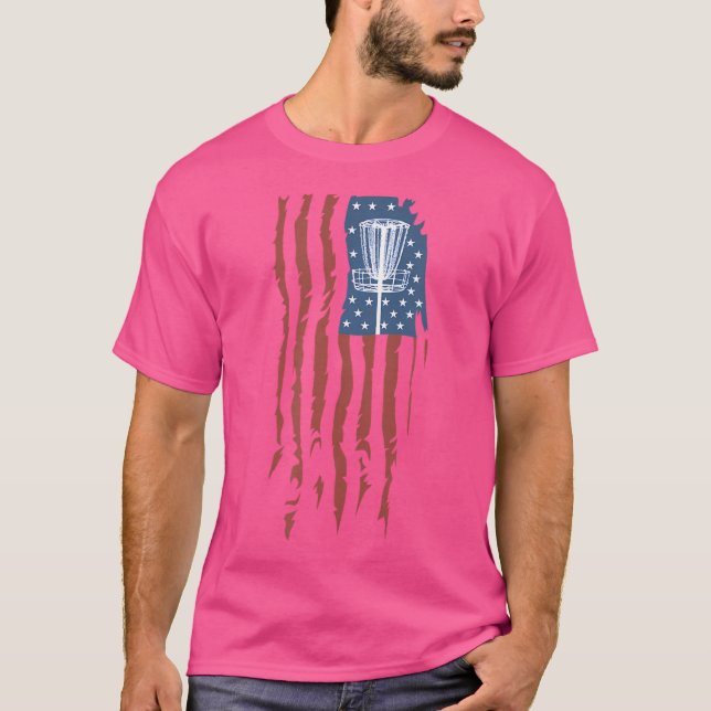 T-shirt Disque Golf American Flag Frisbee Sports (Devant)