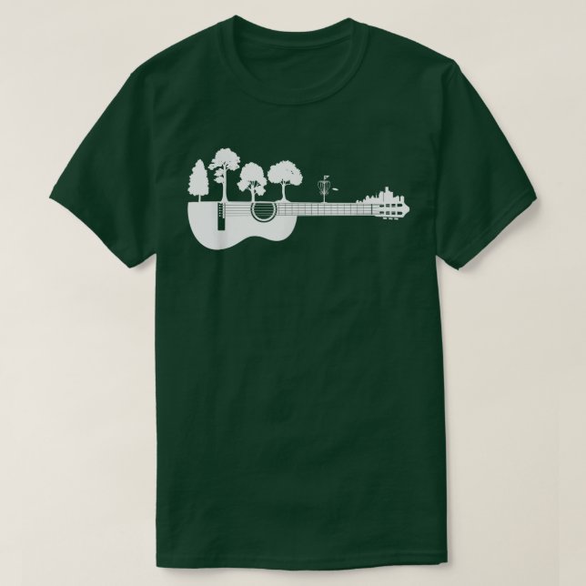 T-shirt Disque Golf Flying Sunset Guitar Art 642 (Design devant)