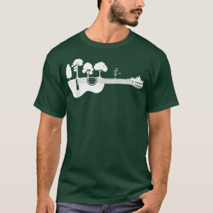 T-shirt Disque Golf Flying Sunset Guitar Art 642