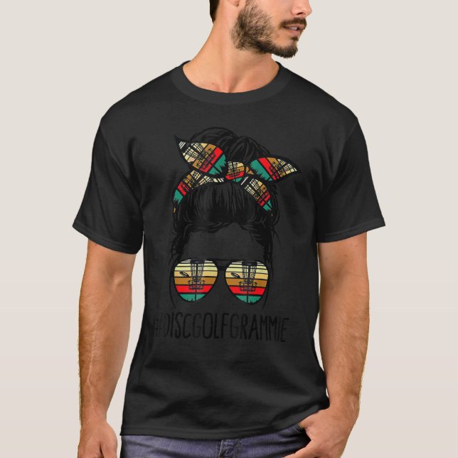 T-shirt Disque Golf Grammie Life Messy Bun Lunettes Disque (Devant)