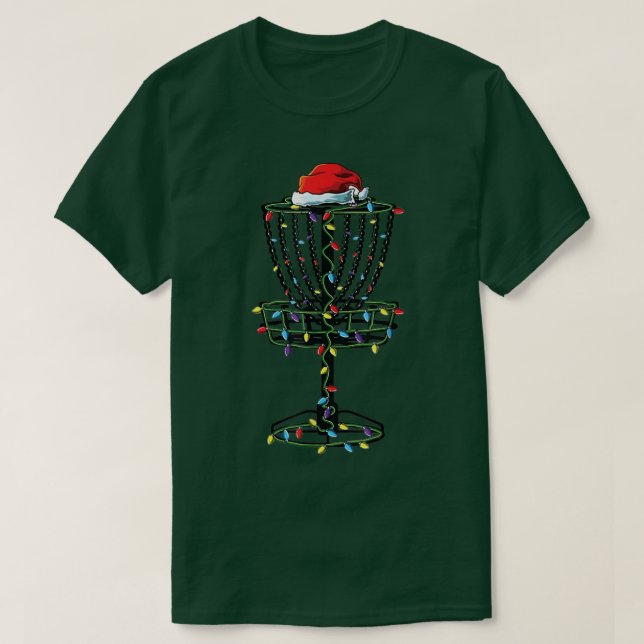 T-shirt Disque Golf Lumières de Noël Arbre Golfeur Xmas Ca (Design devant)