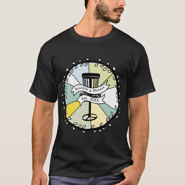 T-shirt Disque Golf Personnalisé Couple Date Établie (Devant)
