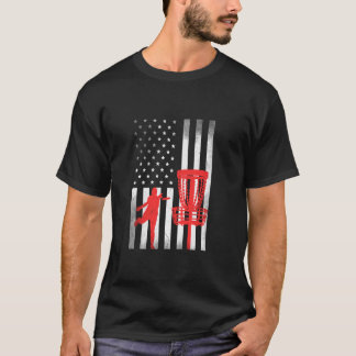T-shirt Disque Golf Player Vintage US Drapeau Fière Disque