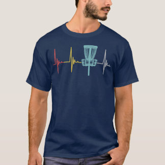 T-shirt Disque golf rétro heartbeat cadeau frisbee player