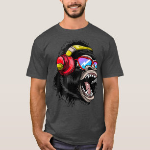 T-shirt Disque Jockey DJ Monkey Ape Gorilla Tee Cadeau