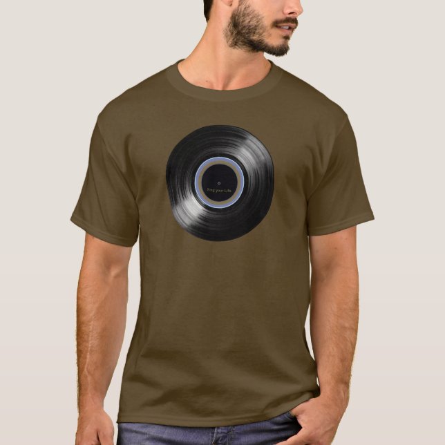 T-shirt disque vinyle rétro (Devant)