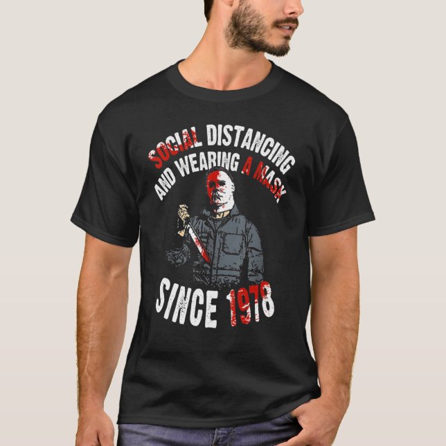 T-shirt Distances Sociales Et Porter Un Masque En Public (Devant)