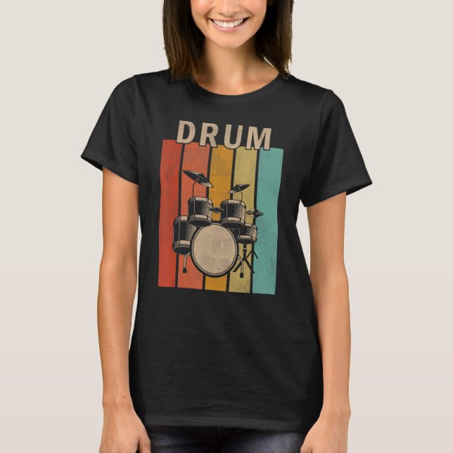T-shirt Distants Distants Hommes Femmes Cute Drum Retro (Devant)