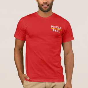 T-shirt Distinctif Gras Rouge PICKLEBALL Texte Bande Jaune
