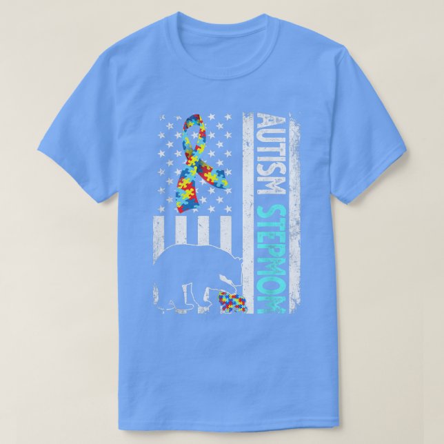 T-shirt Distorsion Américaine Drapeau Autisme Stepmaman Be (Design devant)