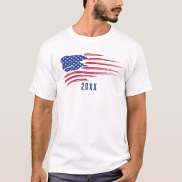 T-shirt Distorsion du drapeau américain avec date