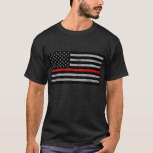 T-shirt Distorsion Tattered Mince drapeau de la ligne roug
