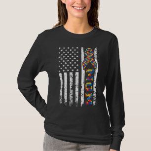 T-shirt Distorsion Usa Drapeau Autisme Maman Sensibilisati
