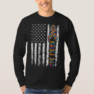T-shirt Distorsion Usa Drapeau Autisme Père unique Sensibi