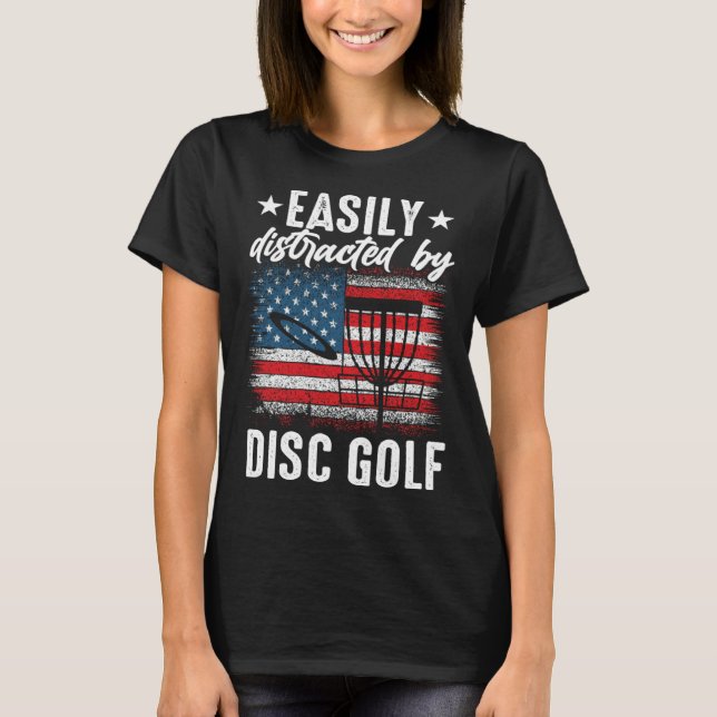 T-shirt Distracted By Disc Golf Golfing Player Golfer Spor (Devant)