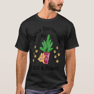 T-shirt Distrait par les chats et les plantes Jardinier am