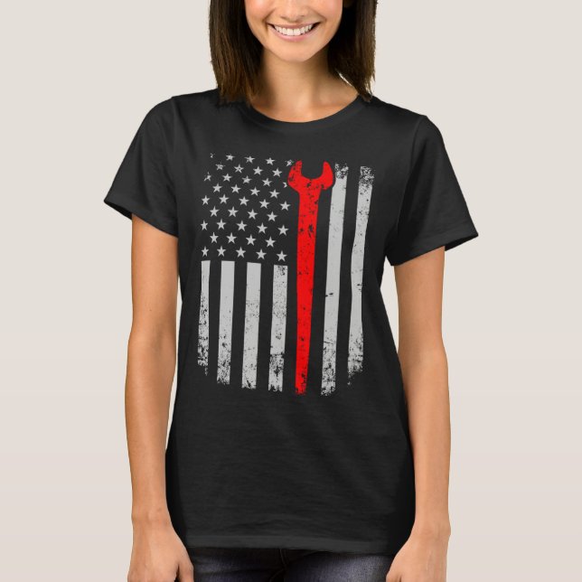 T-shirt Distress American Flag Ironworker (Devant)