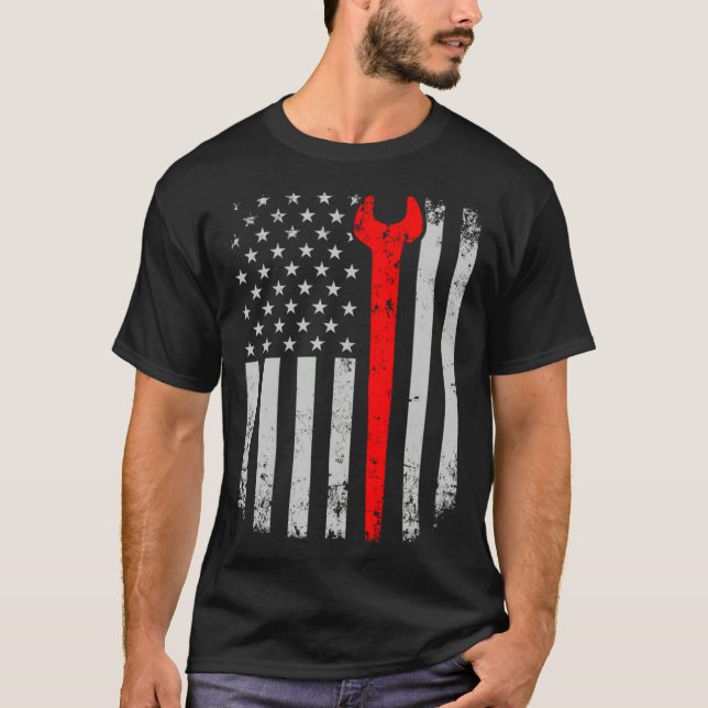 T-shirt Distress American Flag Ironworker (Devant)