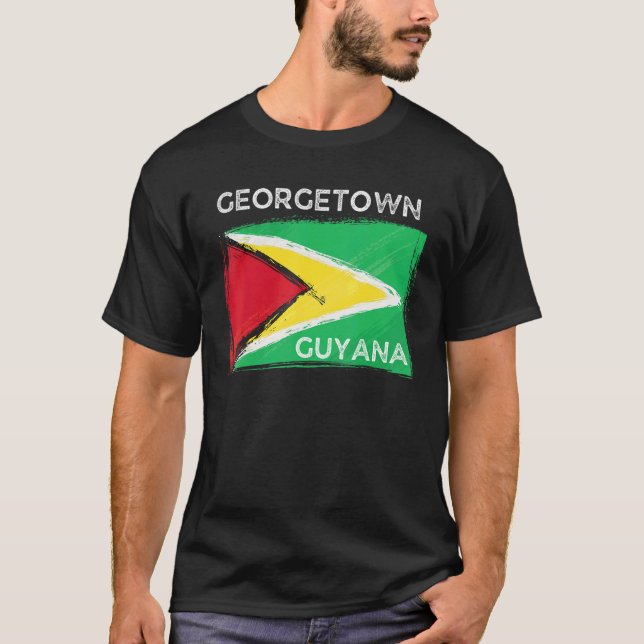 T-shirt Distresse Guyana Drapeau Georgetown Guyana Guyana  (Devant)
