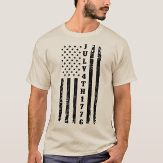T-shirt Distressé Juillet 4 1776 Drapeau