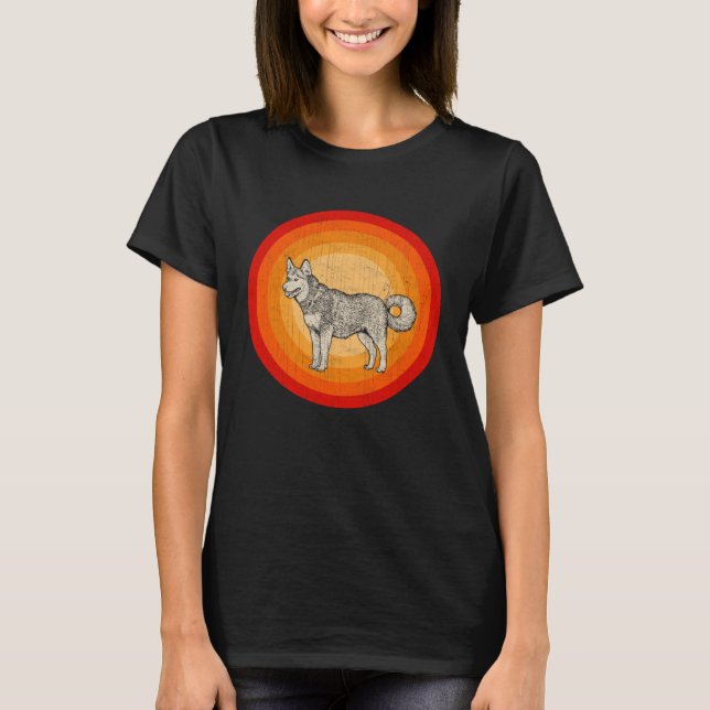 T-shirt Distressed Alaskan Malamute Dog  Retro Style (Devant)
