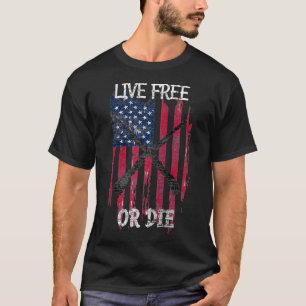 T-shirt Distressed American Flag Rifle Live Free or Die Pa
