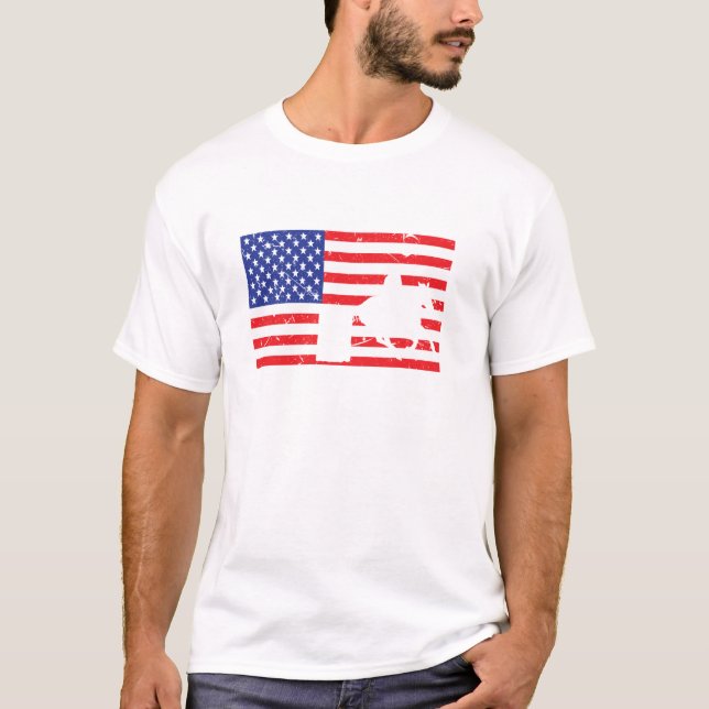 T-shirt Distressed Barrel Racing USA Drapeau américain Vin (Devant)