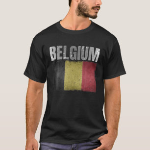 T-shirt Distressed Belgium Drapeau Graphique Pour Hommes F