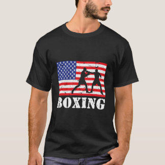 T-shirt Distressed Boxing Usa American Flag Boxer Fighter