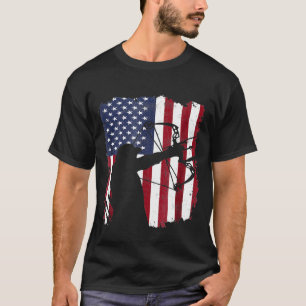 T-shirt Distressed Compound Bow Archer American Flag