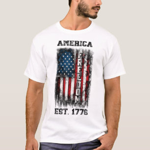 T-shirt Distressed drapeau américain Liberté Est 1776
