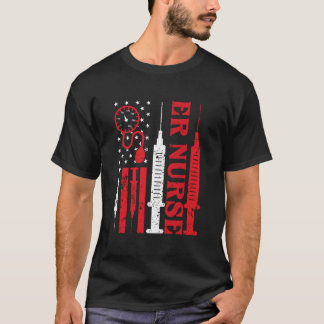 T-shirt Distressed Flag For Emergency Room Er Nurses