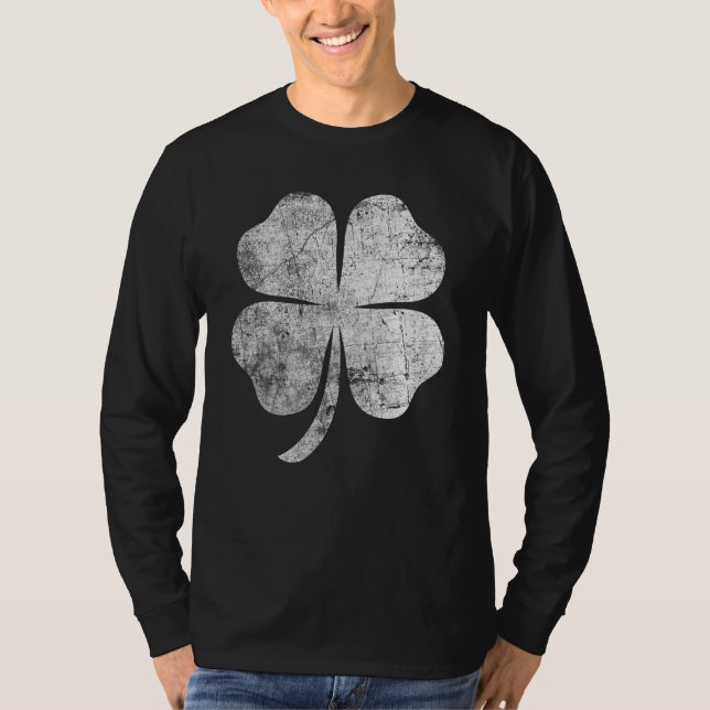 T-shirt Distressed Four Leaf Clover St Patrick's Day (Devant)
