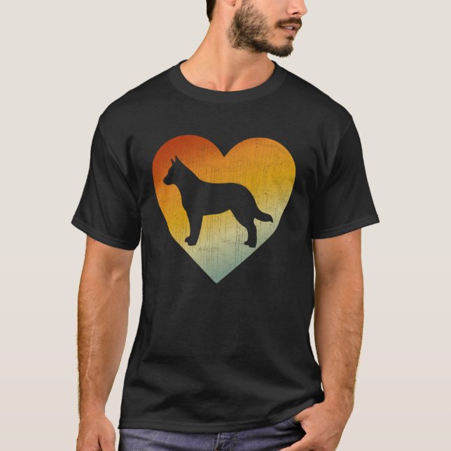 T-shirt Distressed Heart Retro Men Women Australian Cattle (Devant)