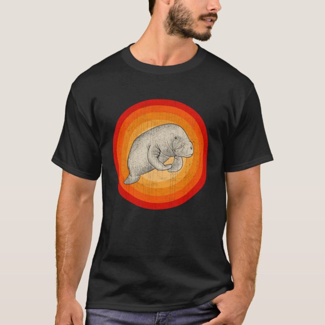 T-shirt Distressed Manatee  Retro Style (Devant)