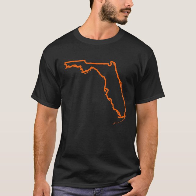 T-shirt Distressed Orange Florida Outline (Devant)