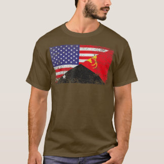 T-shirt Distressed Papua New Guinea Flag & American Flag P