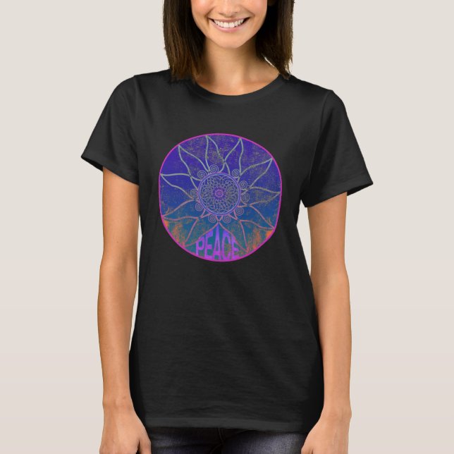 T-shirt Distressed Peace Mandala Circle of Enlightenment (Devant)