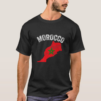T-shirt Distressed Retro Morocco Flag Morocco Map Patrioti