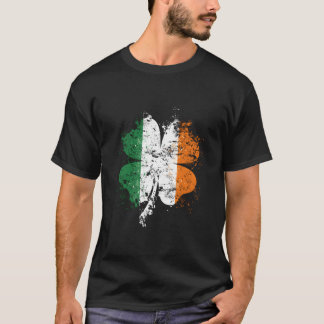 T-shirt Distressed Shamrock Irish Flag Stpatrick'S Day Ire