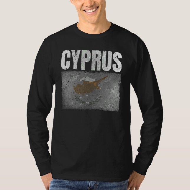 T-shirt Distresses Chypre Drapeau Graphique Pour Hommes Fe (Devant)